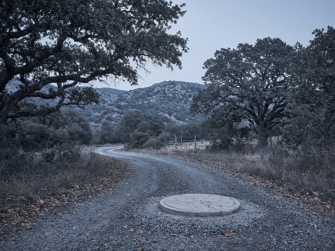 Rural Texas septic access near live oaks