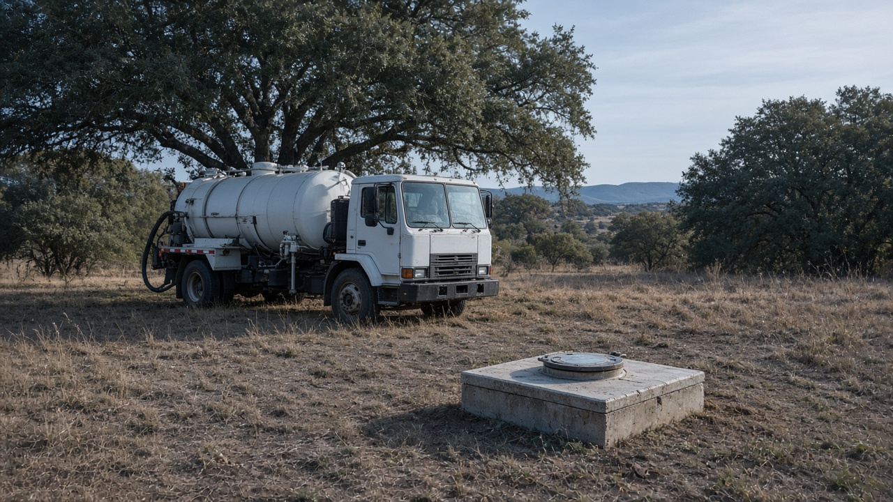 Vacuum truck on a Hondo ranch lot